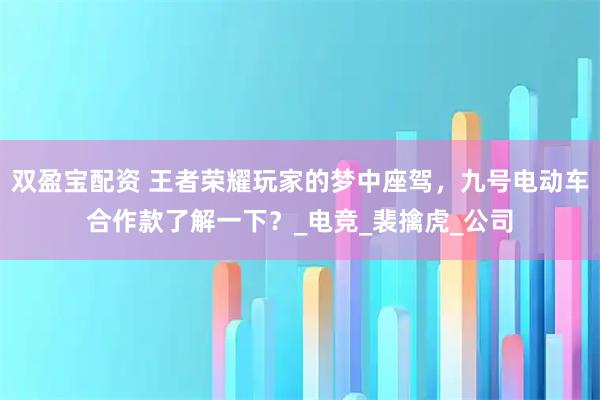 双盈宝配资 王者荣耀玩家的梦中座驾，九号电动车合作款了解一下？_电竞_裴擒虎_公司